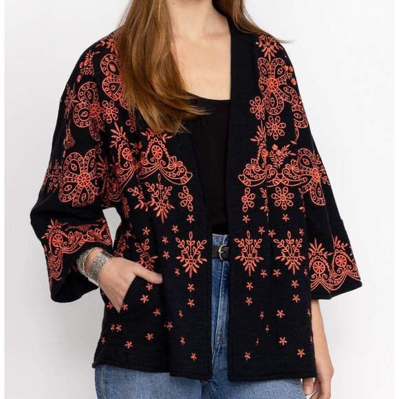 Johnny Was Sweaters - NWT Johnny Was "Julianna" Open Front Embroidered Sweater Size XS 100% Cotton
